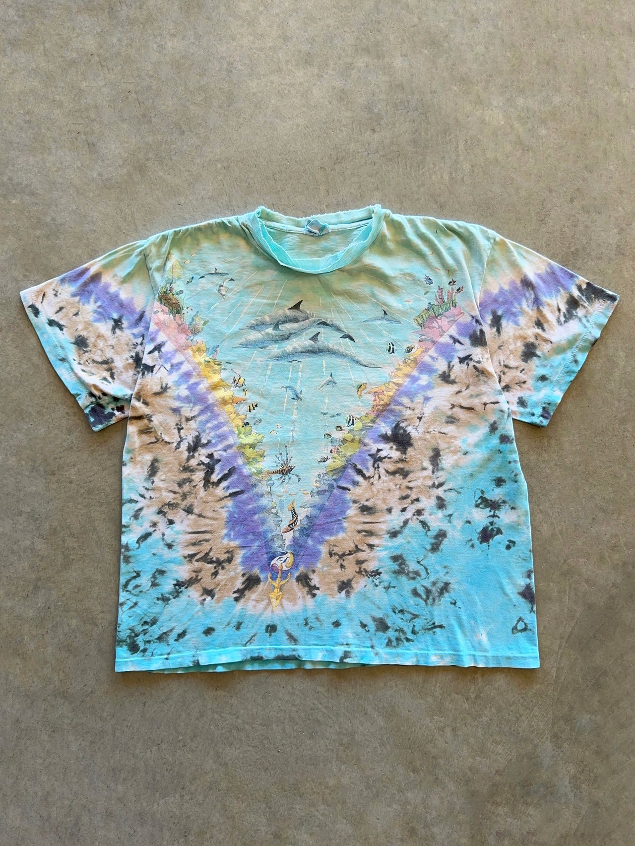 1990s Dolphin Ocean Tie Dye tee (L)