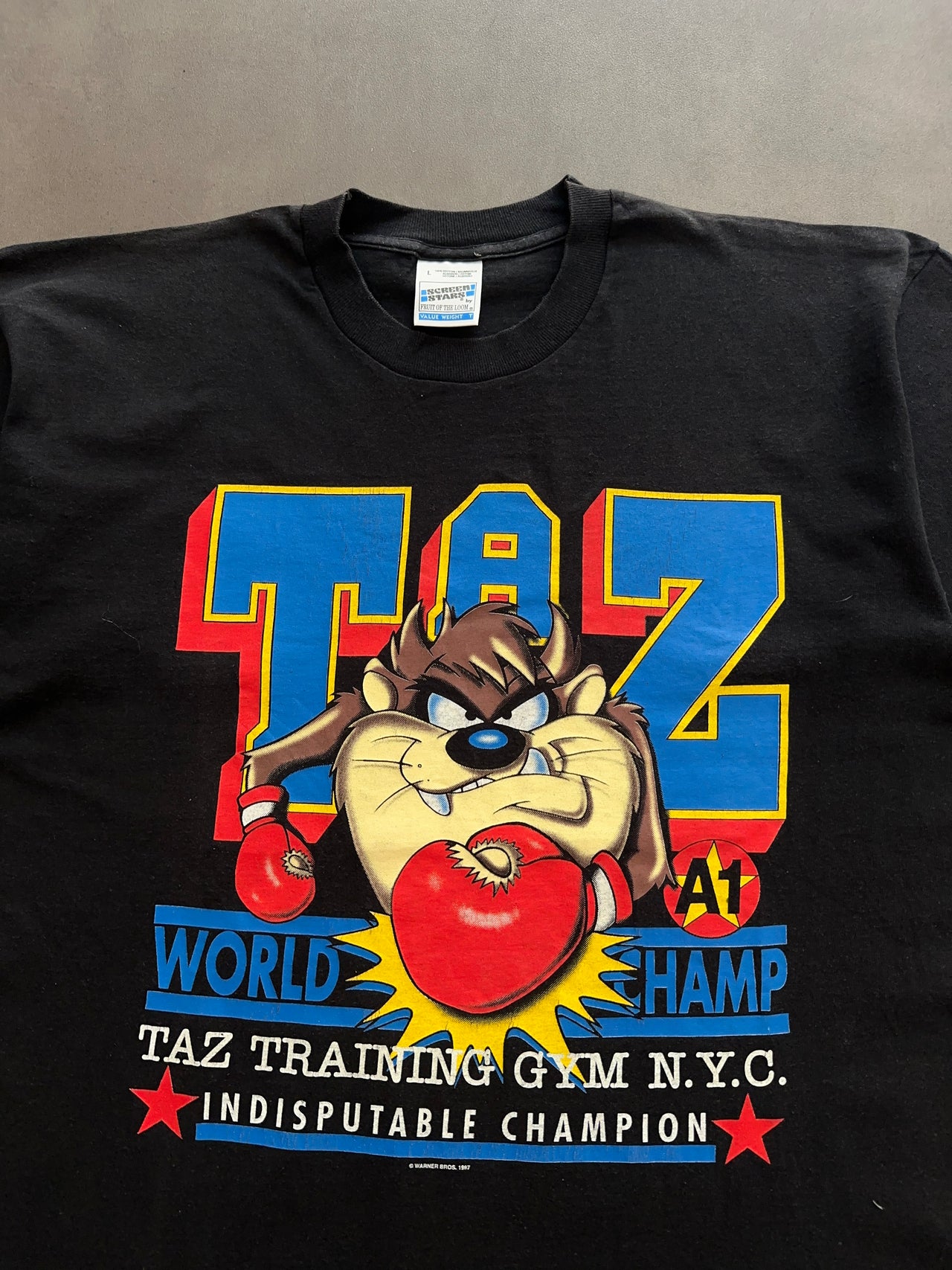 1990s Taz world champion tee (L)