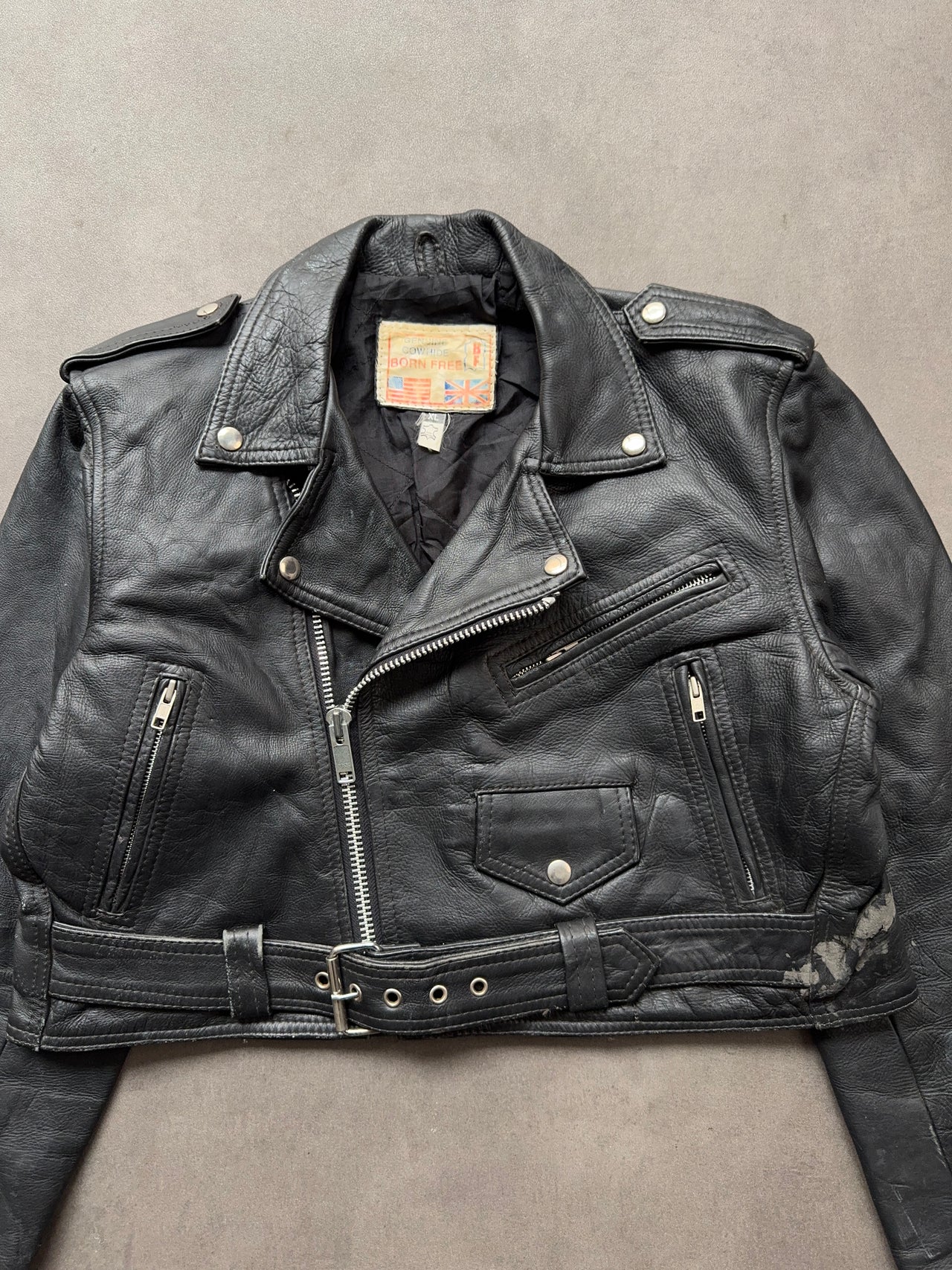 1980s Cropped Leather Jacket (M)