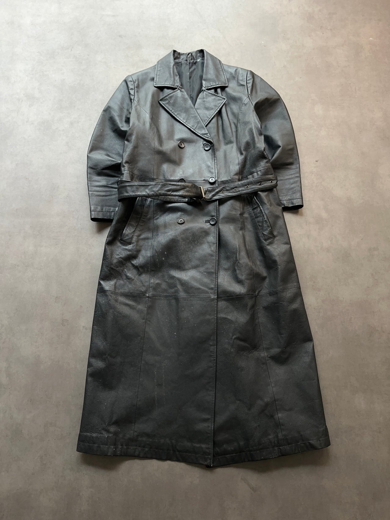 1990s Leather Trench Coat (M)