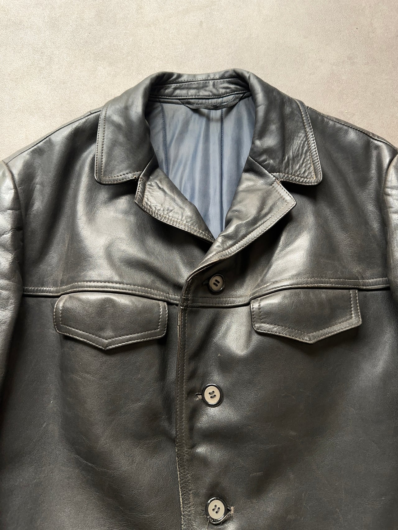 1980s Leather trucker jacket (L)