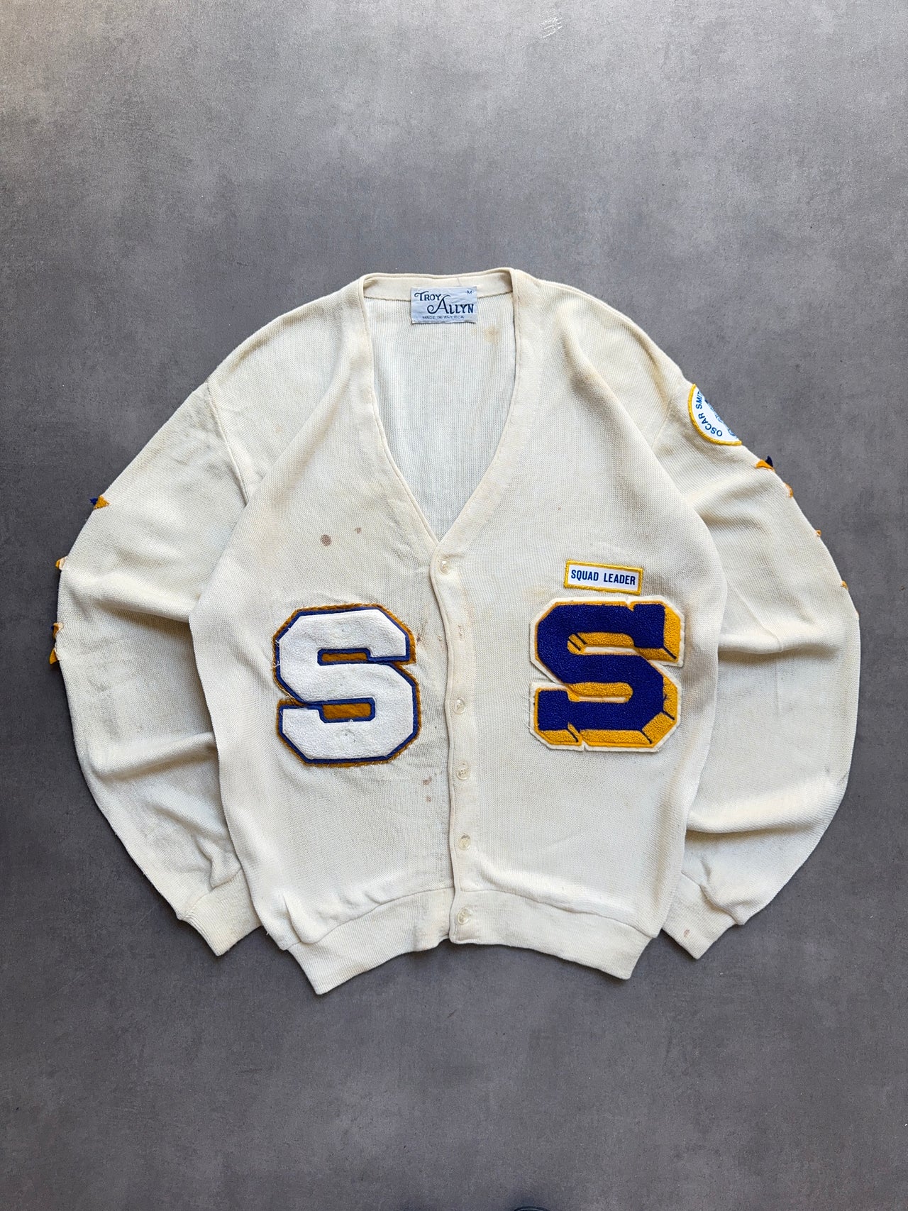 1970s Letterman cream cardigan (M)