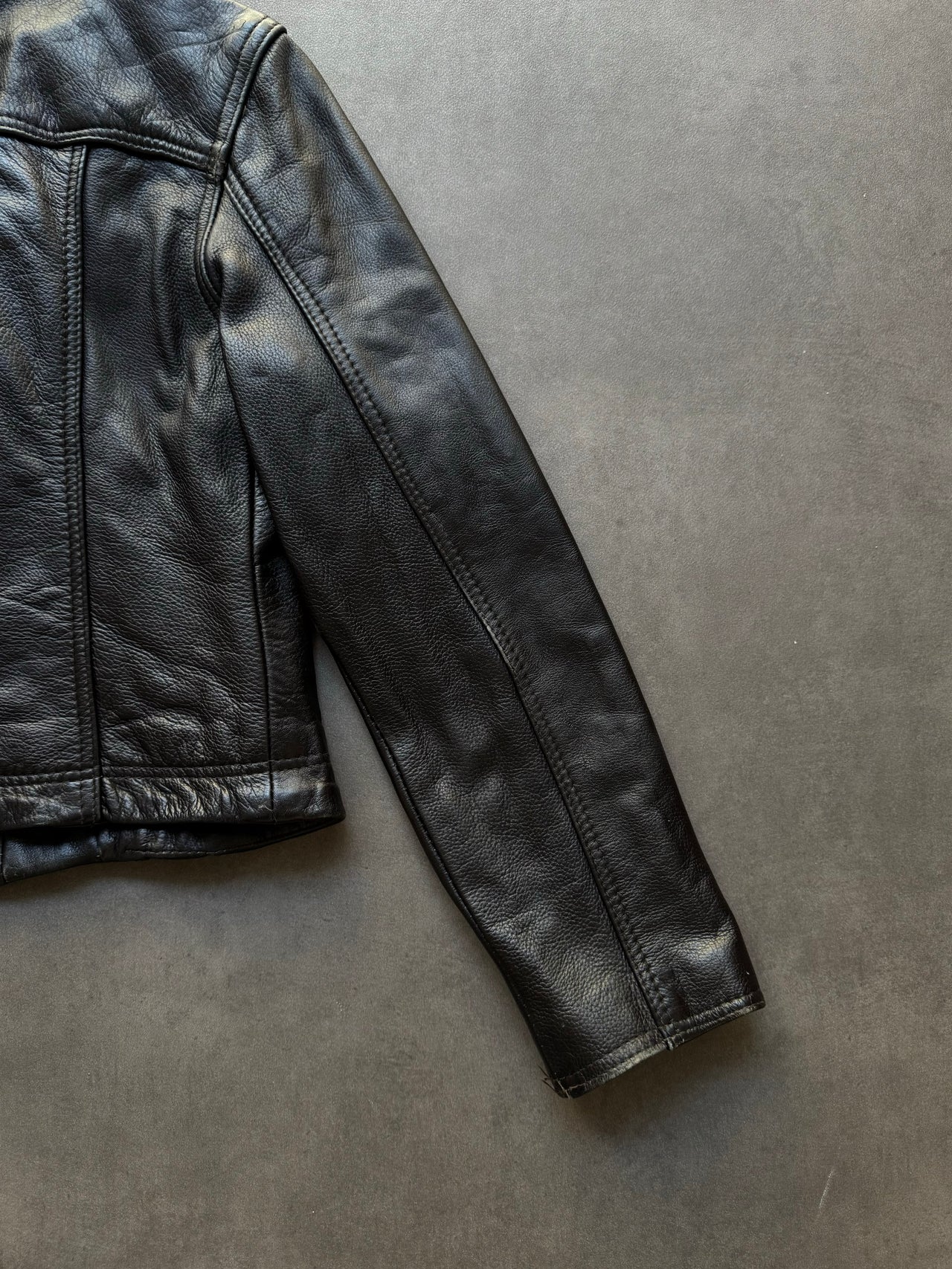 1990s Leather trucker jacket (S)