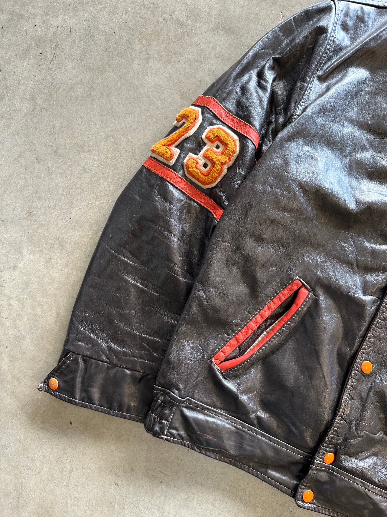 1980s leather varsity jacket (M)