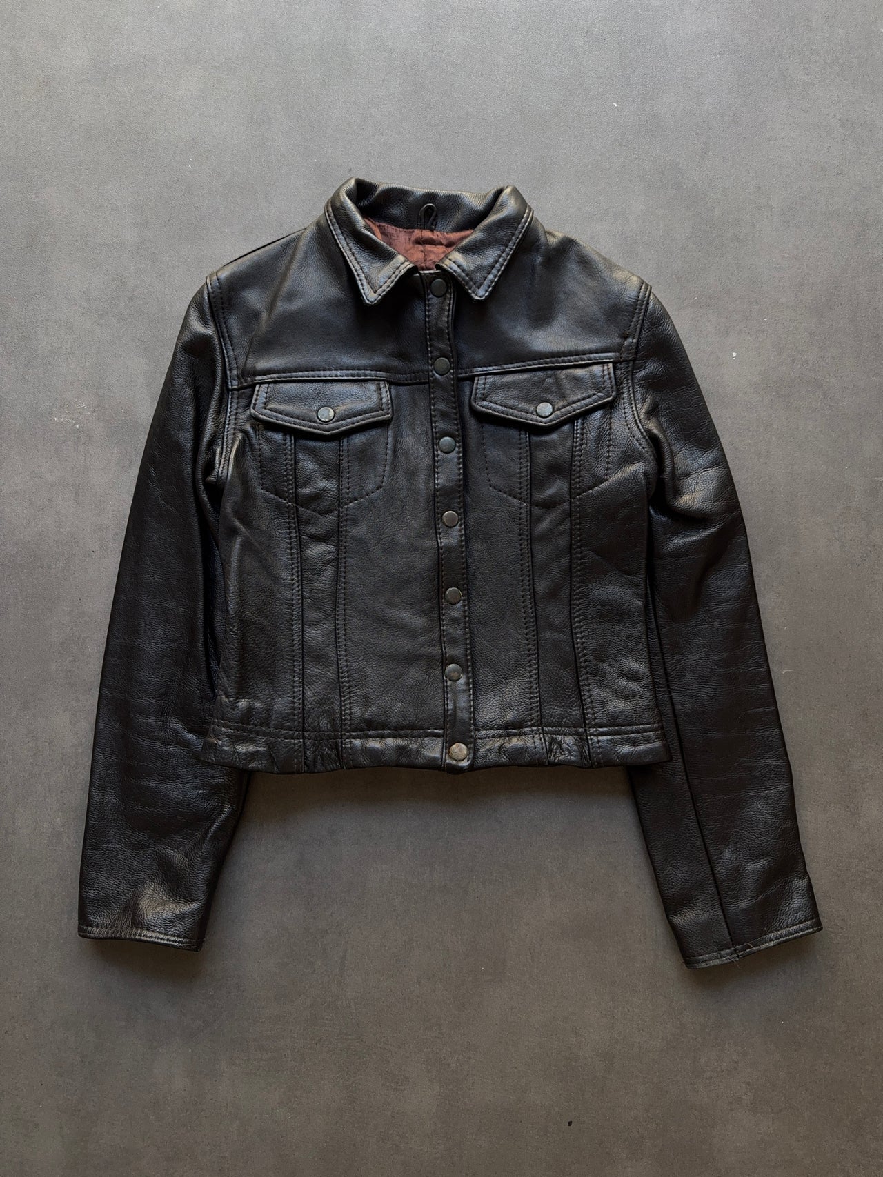 1990s Leather trucker jacket (S)
