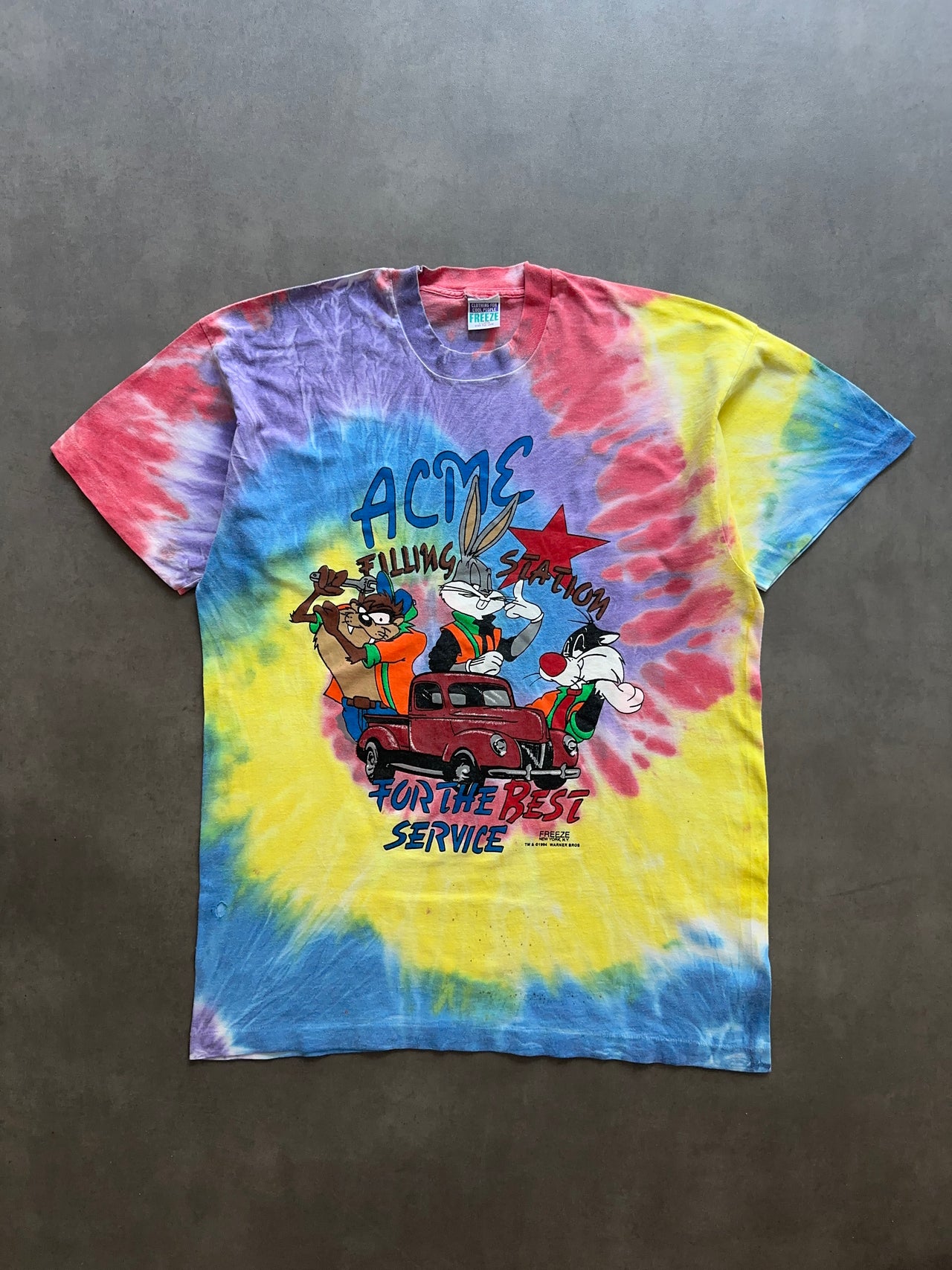 1990s Warner Bros tie dye tee (XL)