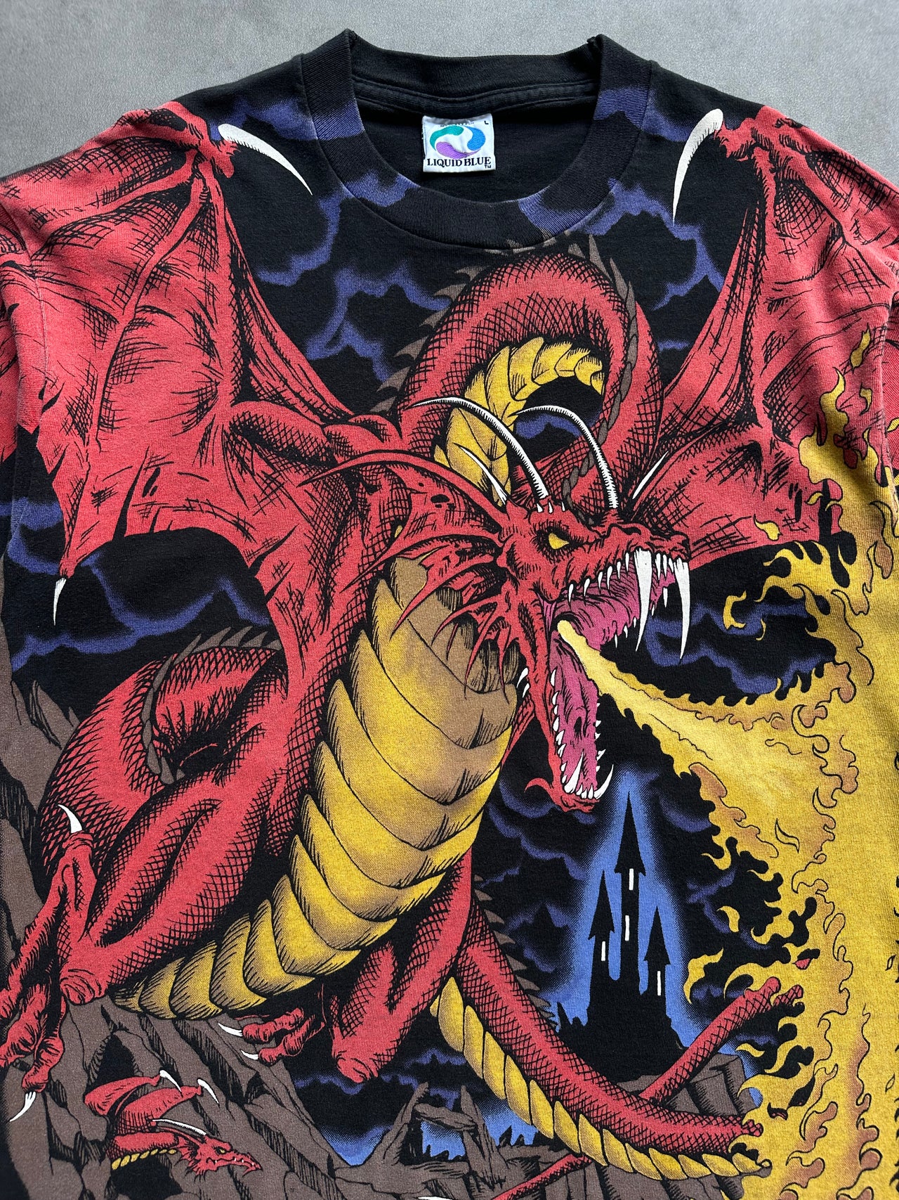 1990s Dragon Liquid Blue AOP tee (L)