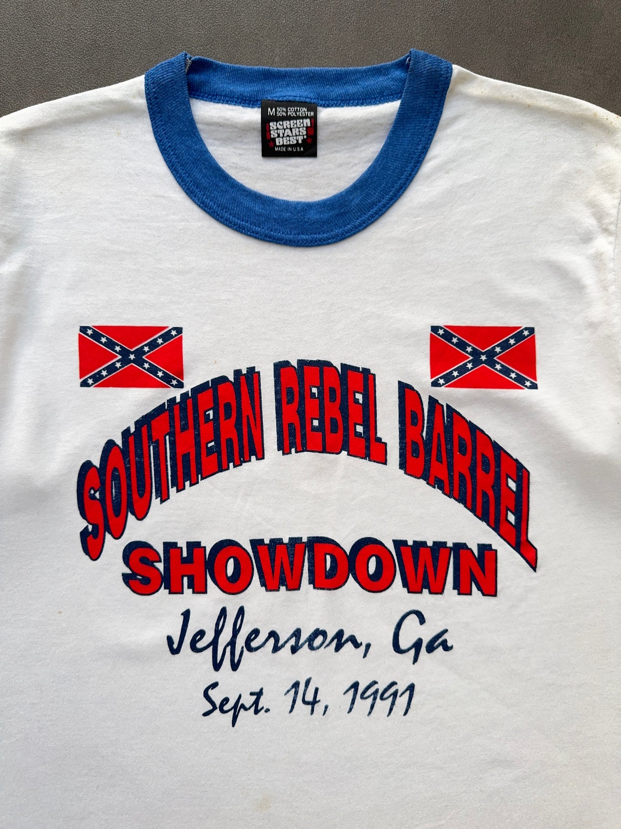 1990s Southern Rebel Barrel ringer tee (M)