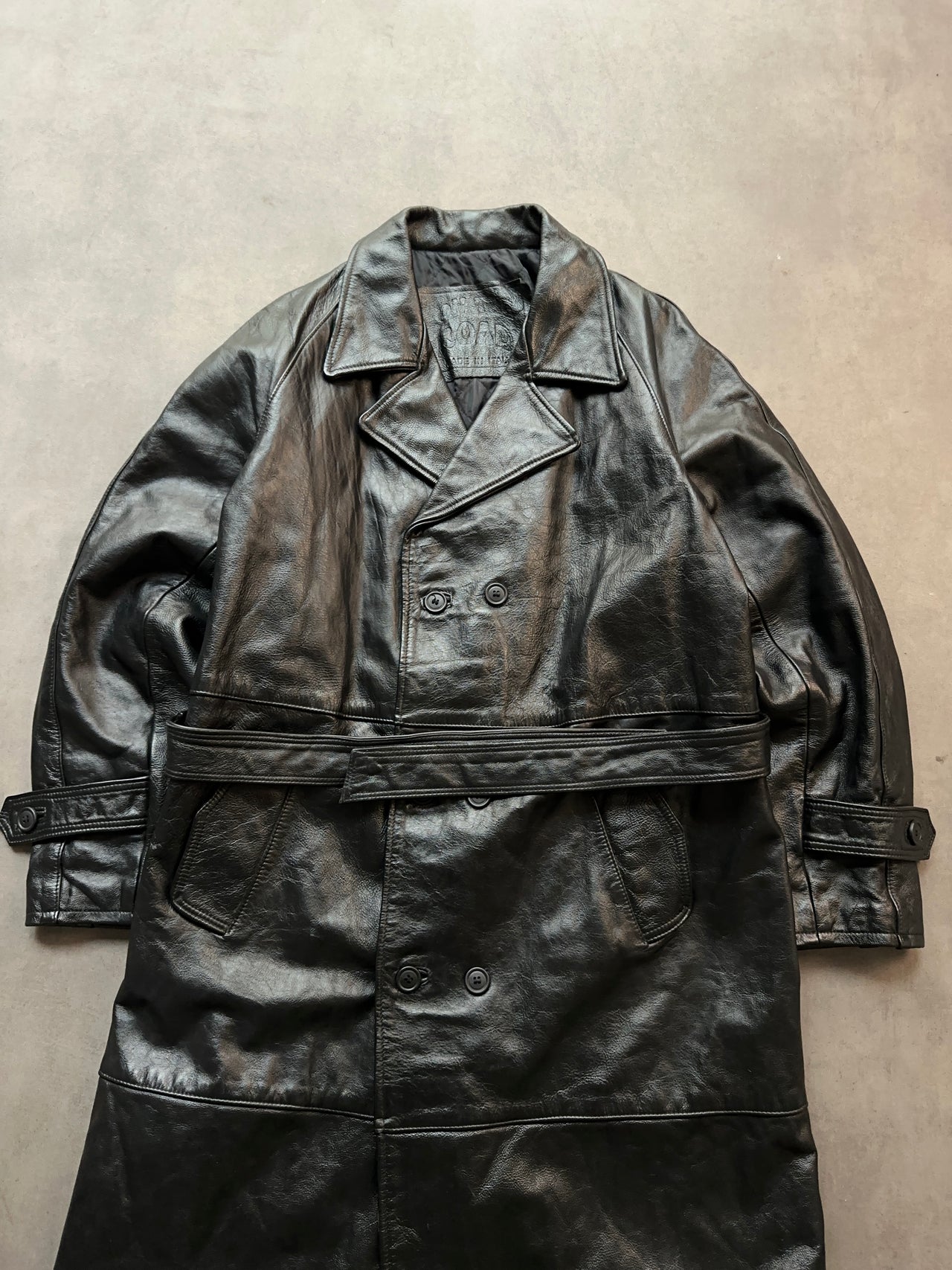 1990s Leather Trench Coat (L)