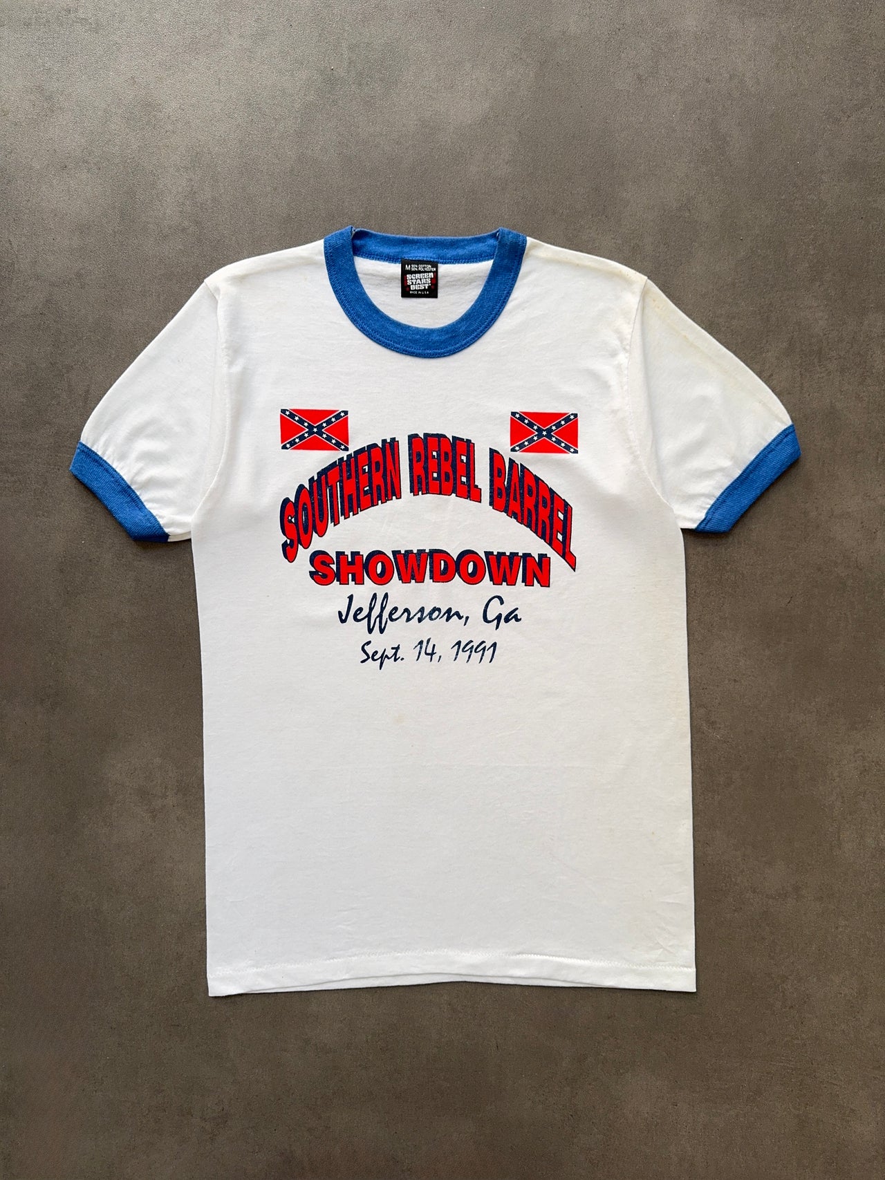 1990s Southern Rebel Barrel ringer tee (M)