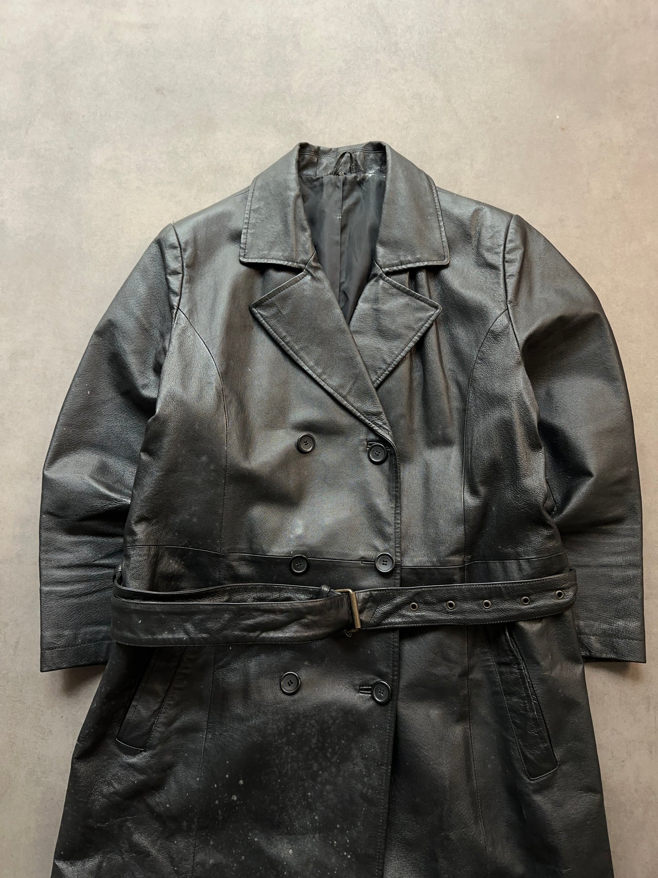1990s Leather Trench Coat (M)
