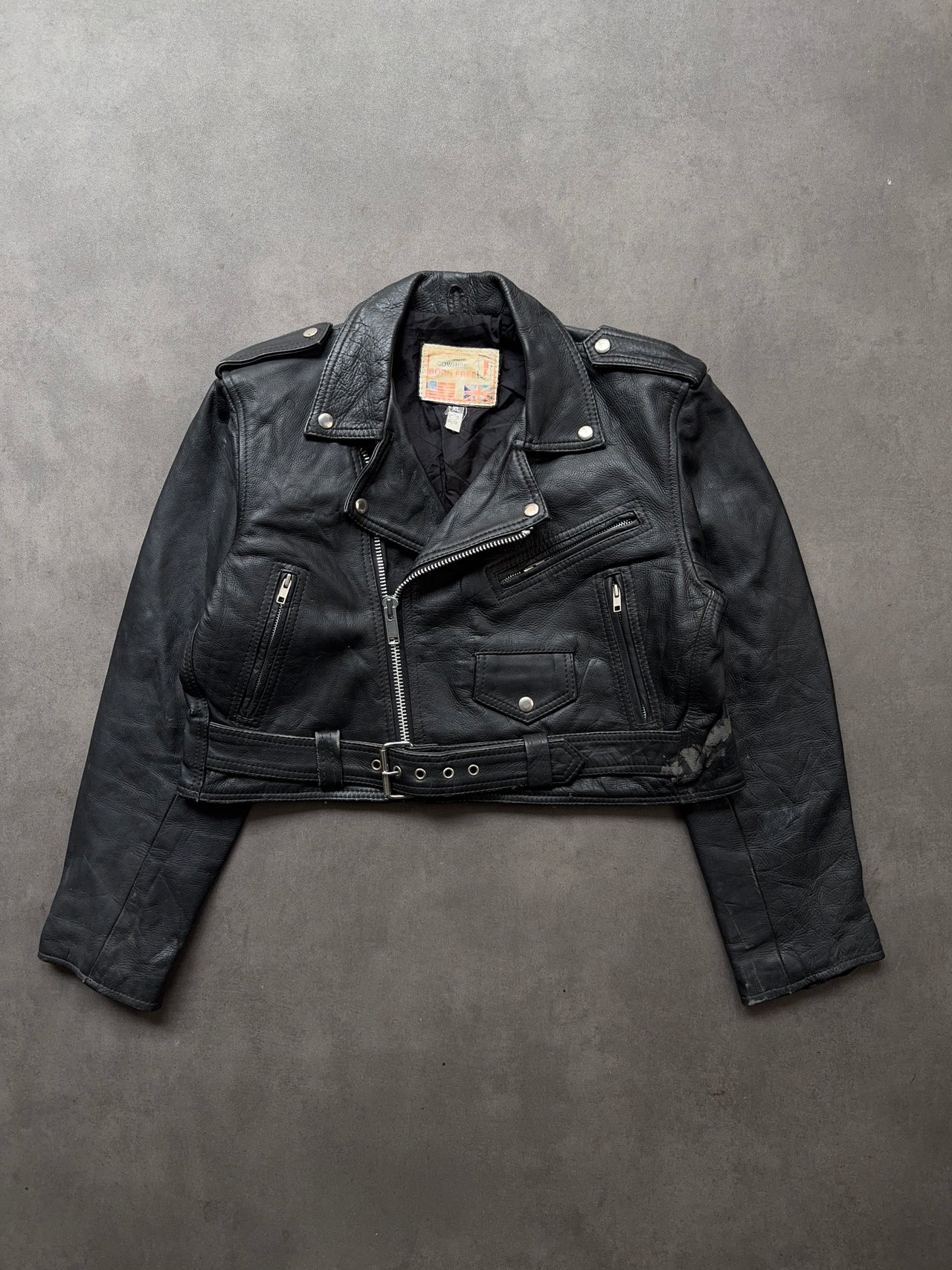 1980s Cropped Leather Jacket (M)