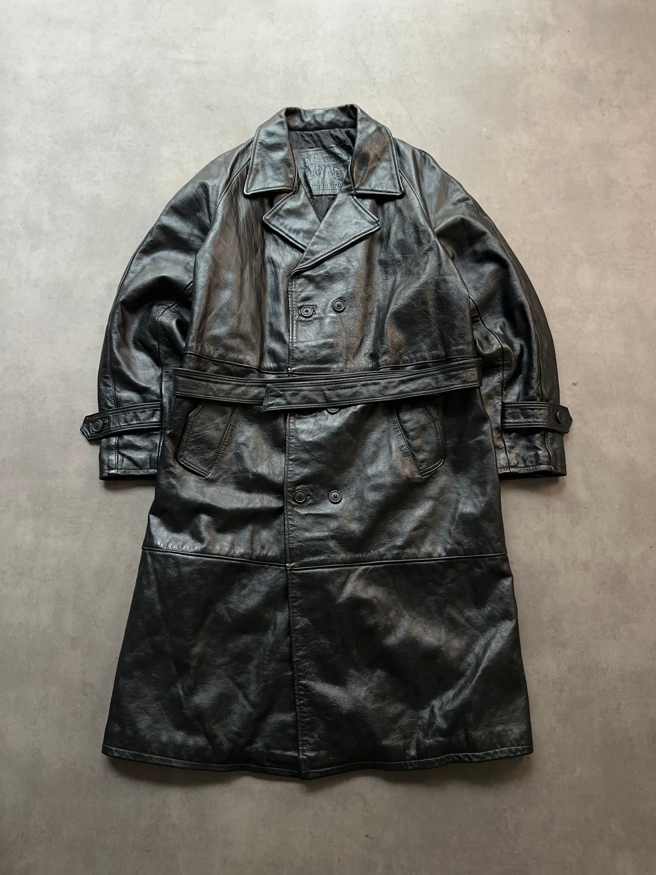 1990s Leather Trench Coat (L)