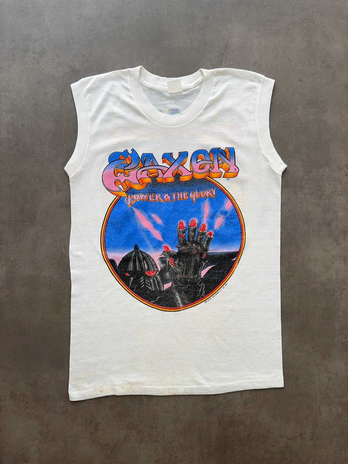 1980S SAXON POWER AND GLORY TANK TOP (M)