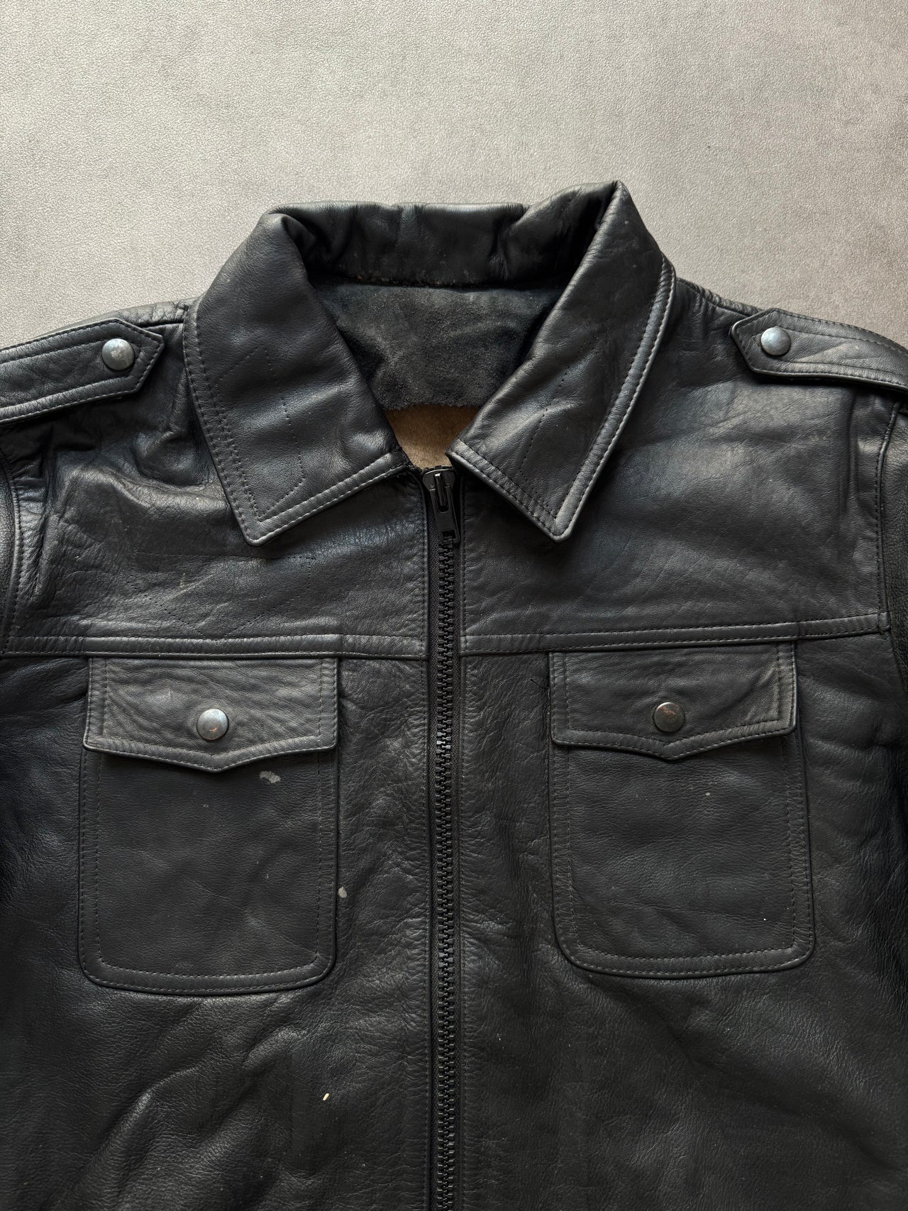 1970s Industrial Starter Leather Jacket (M)