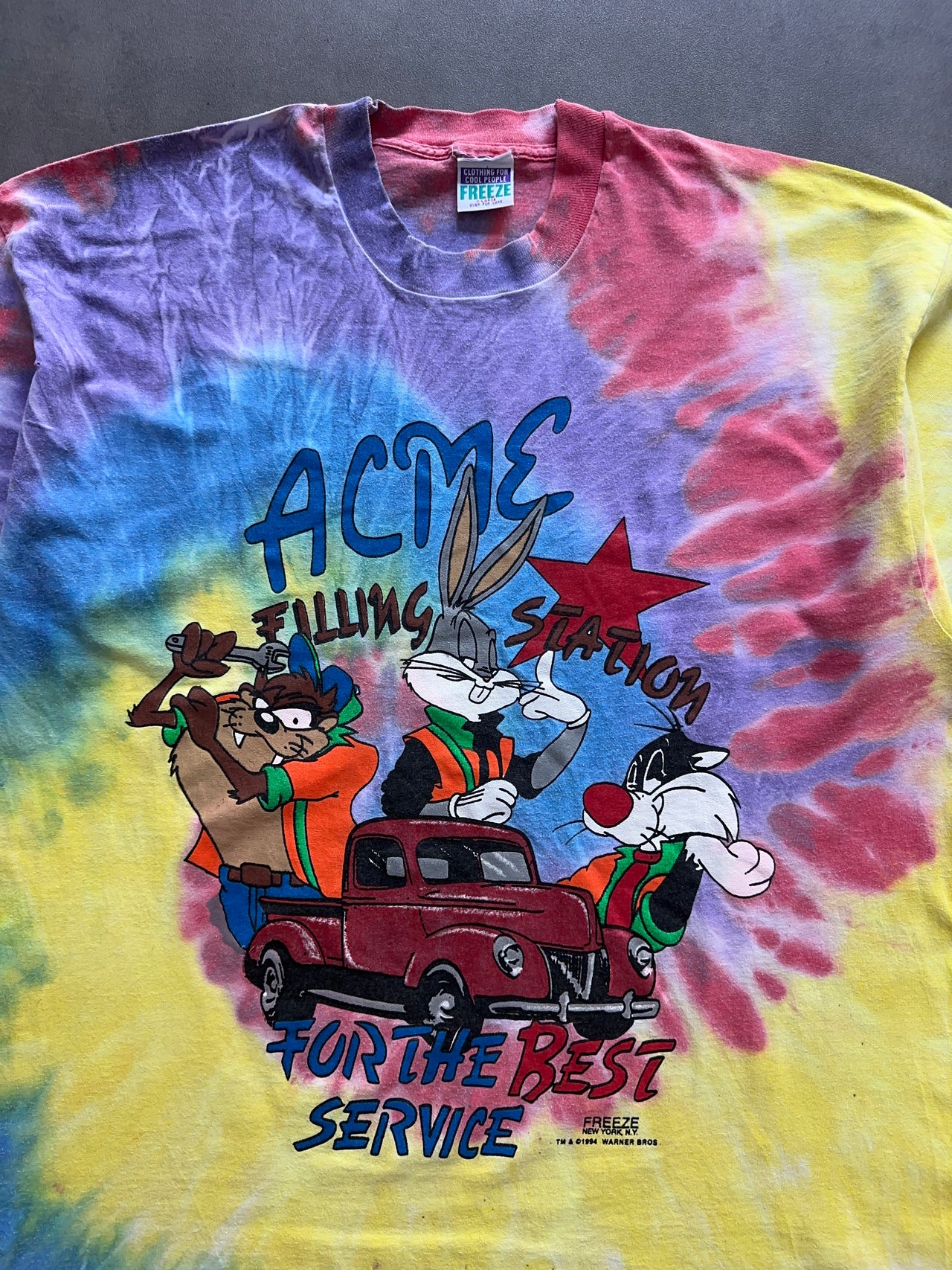 1990s Warner Bros tie dye tee (XL)