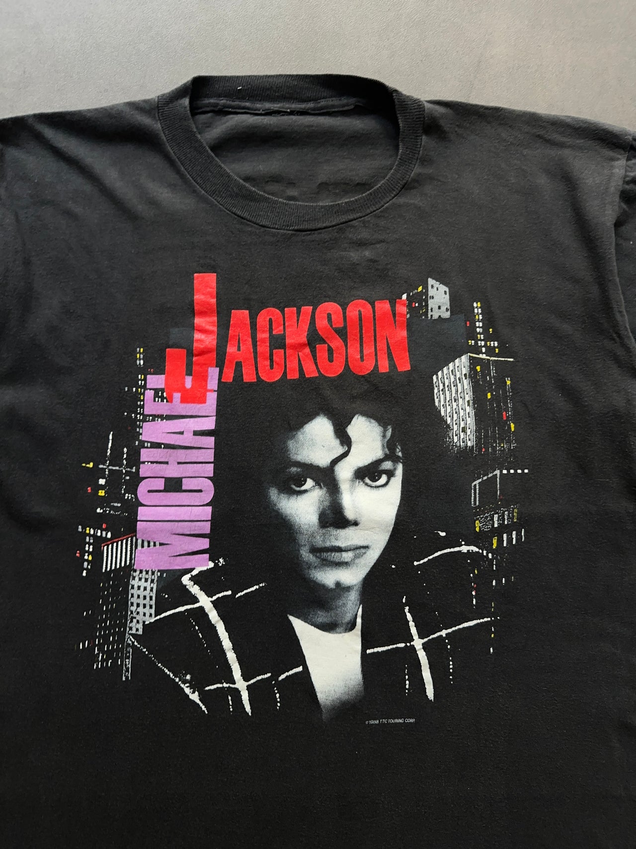 1980s Michael Jackson bad tour faded tee (L)