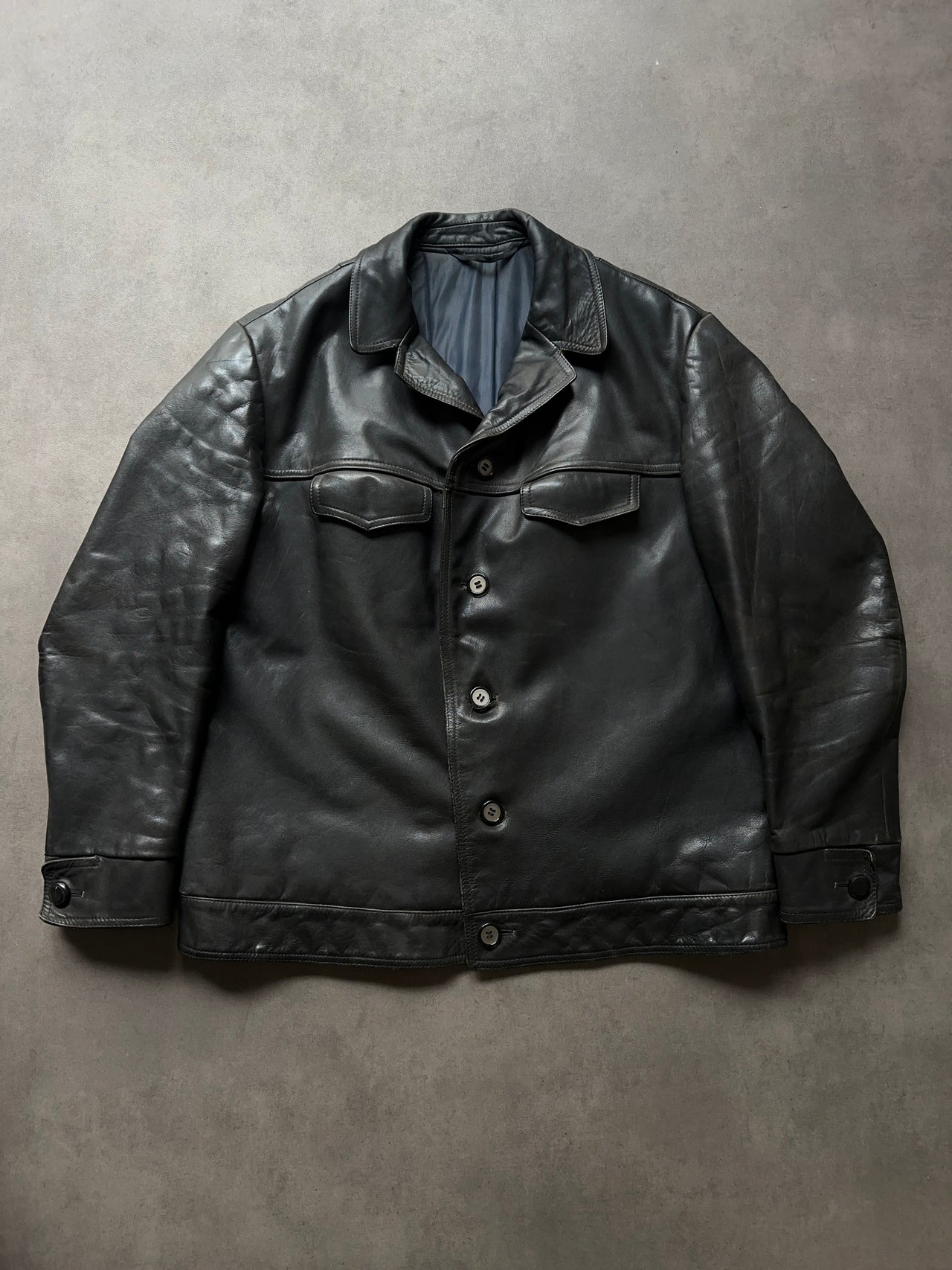 1980s Leather trucker jacket (L)