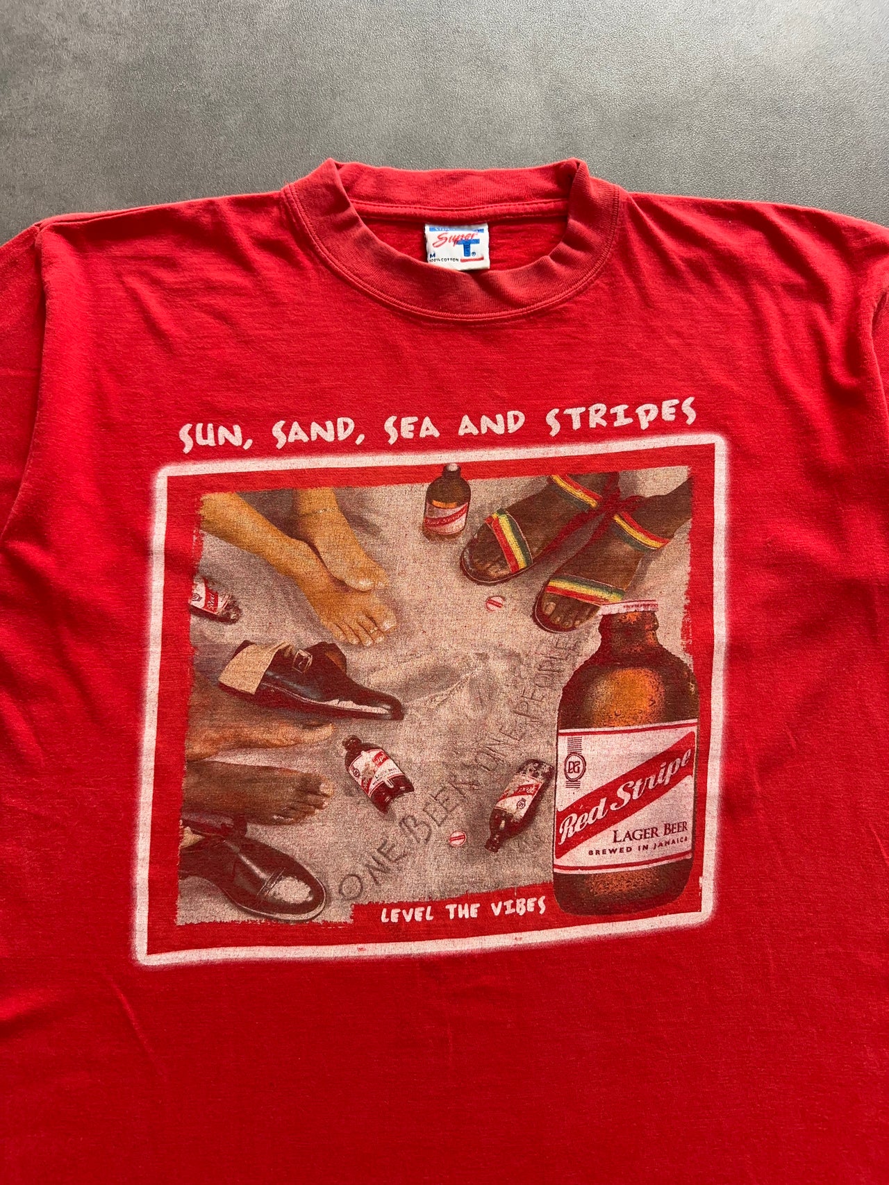 1990s Red Stripe beer tee (L)