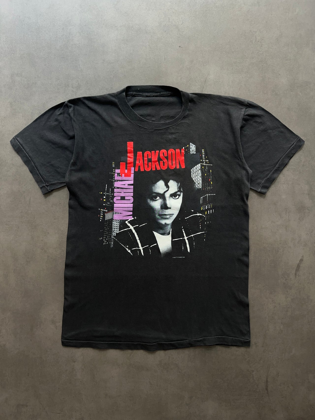 1980s Michael Jackson bad tour faded tee (L)