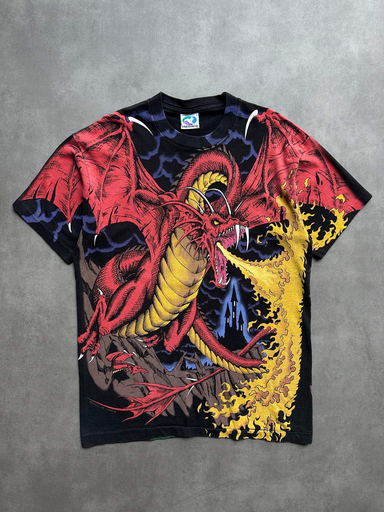 1990s Dragon Liquid Blue AOP tee (L)