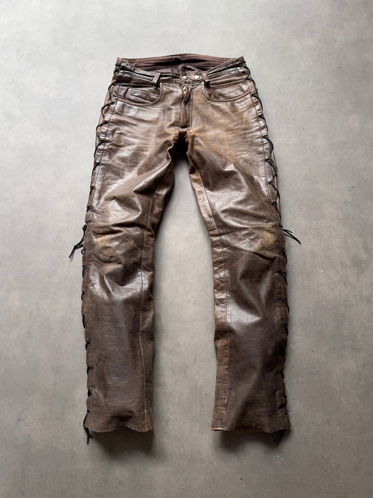1990s Brown leather pant (M)