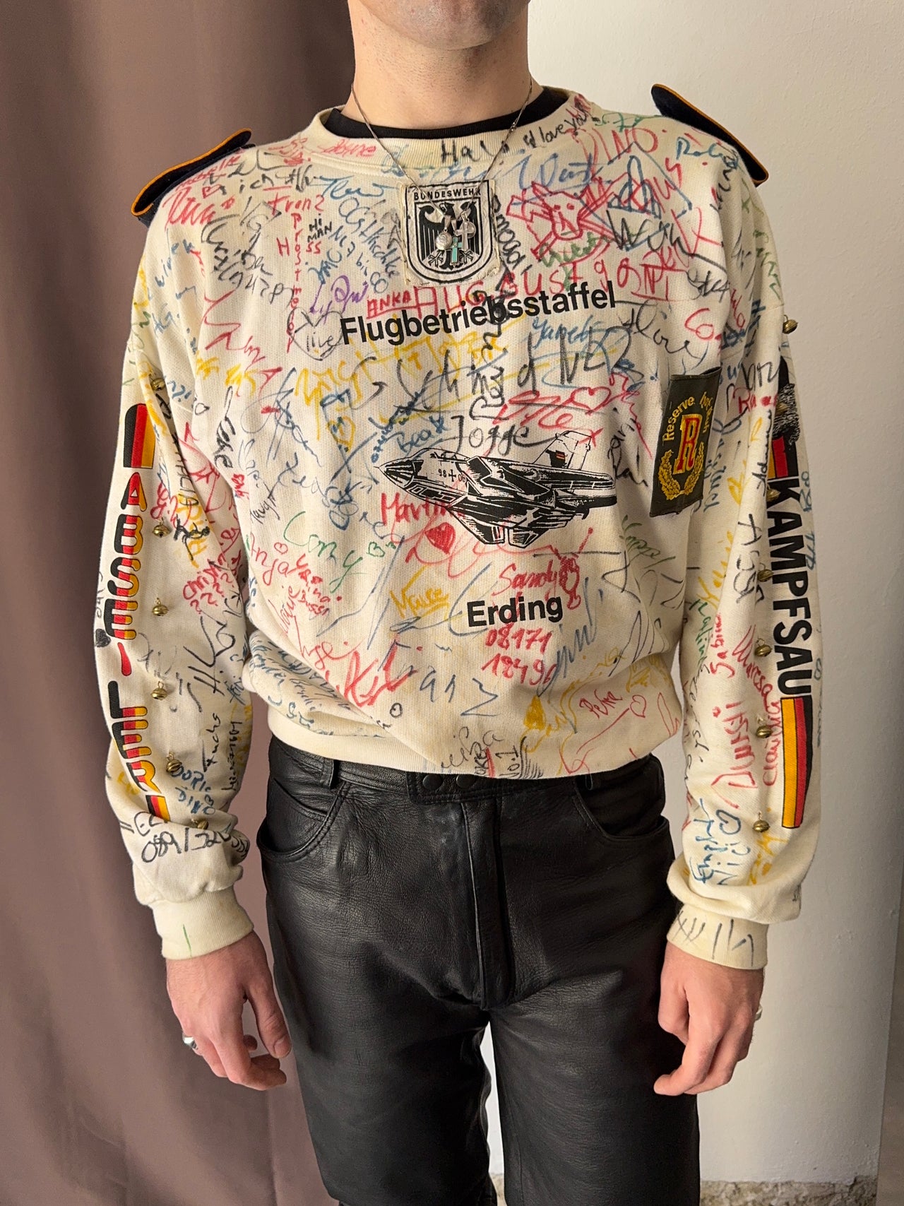1980s HandPrinted German army crewneck (XL)