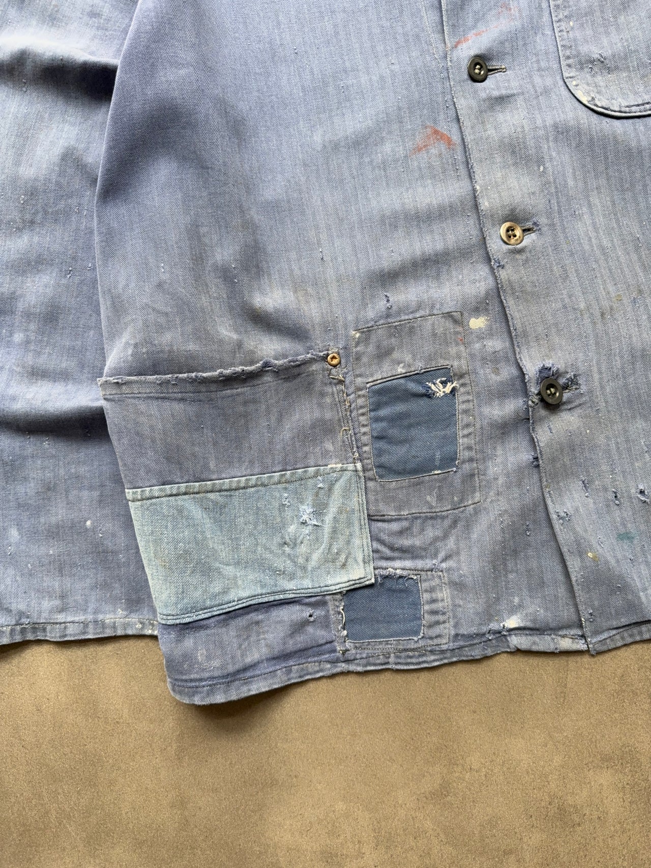 1970s patched French work jacket (M)