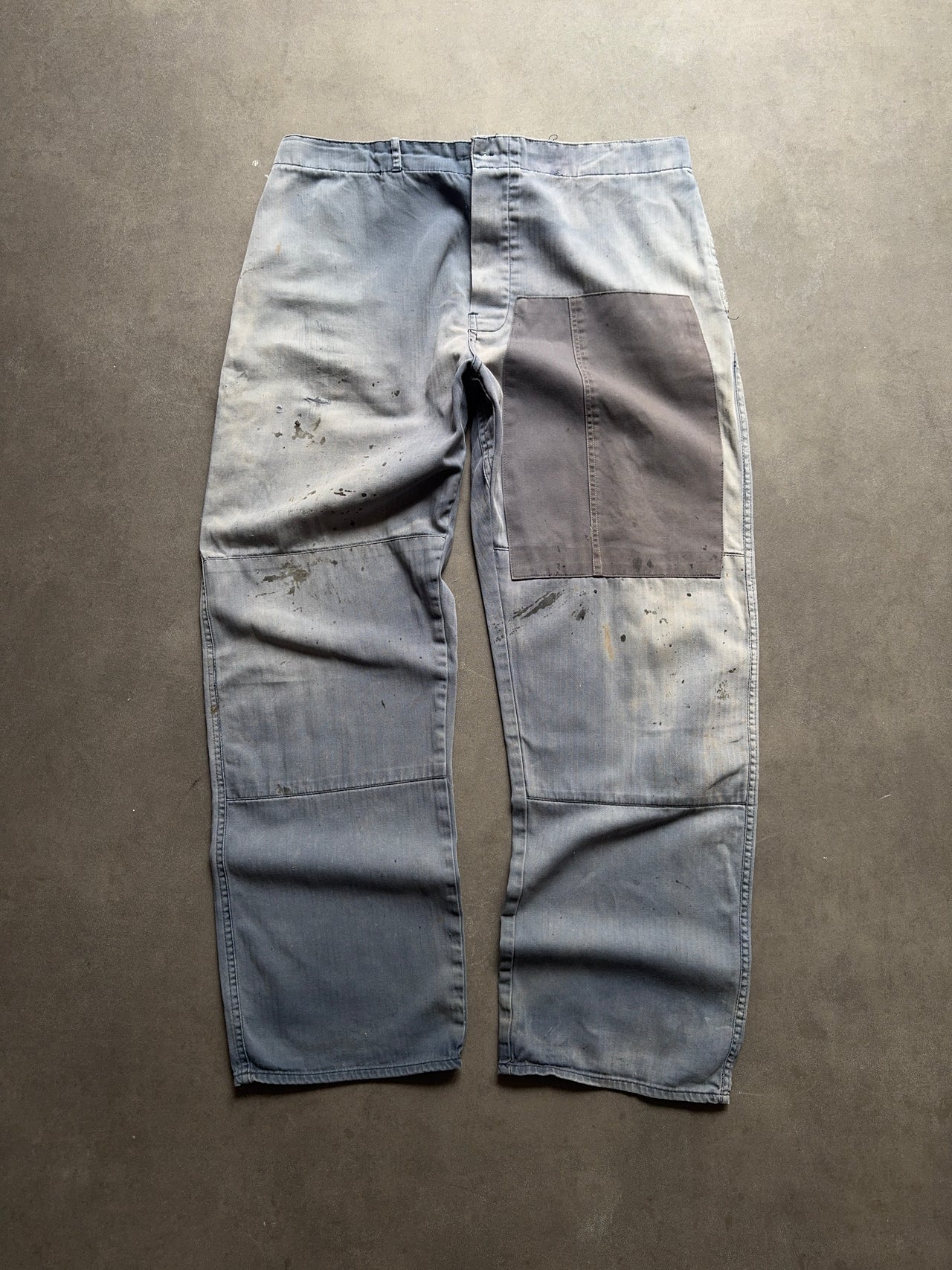 1970s French Faded patched work pants W34 L32