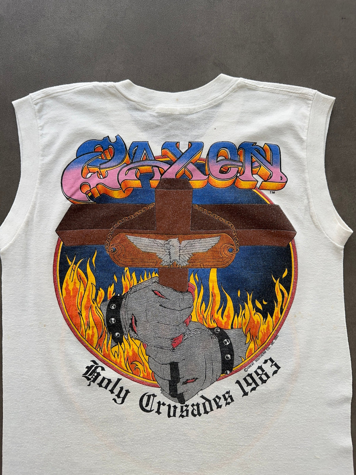 1980S SAXON POWER AND GLORY TANK TOP (M)