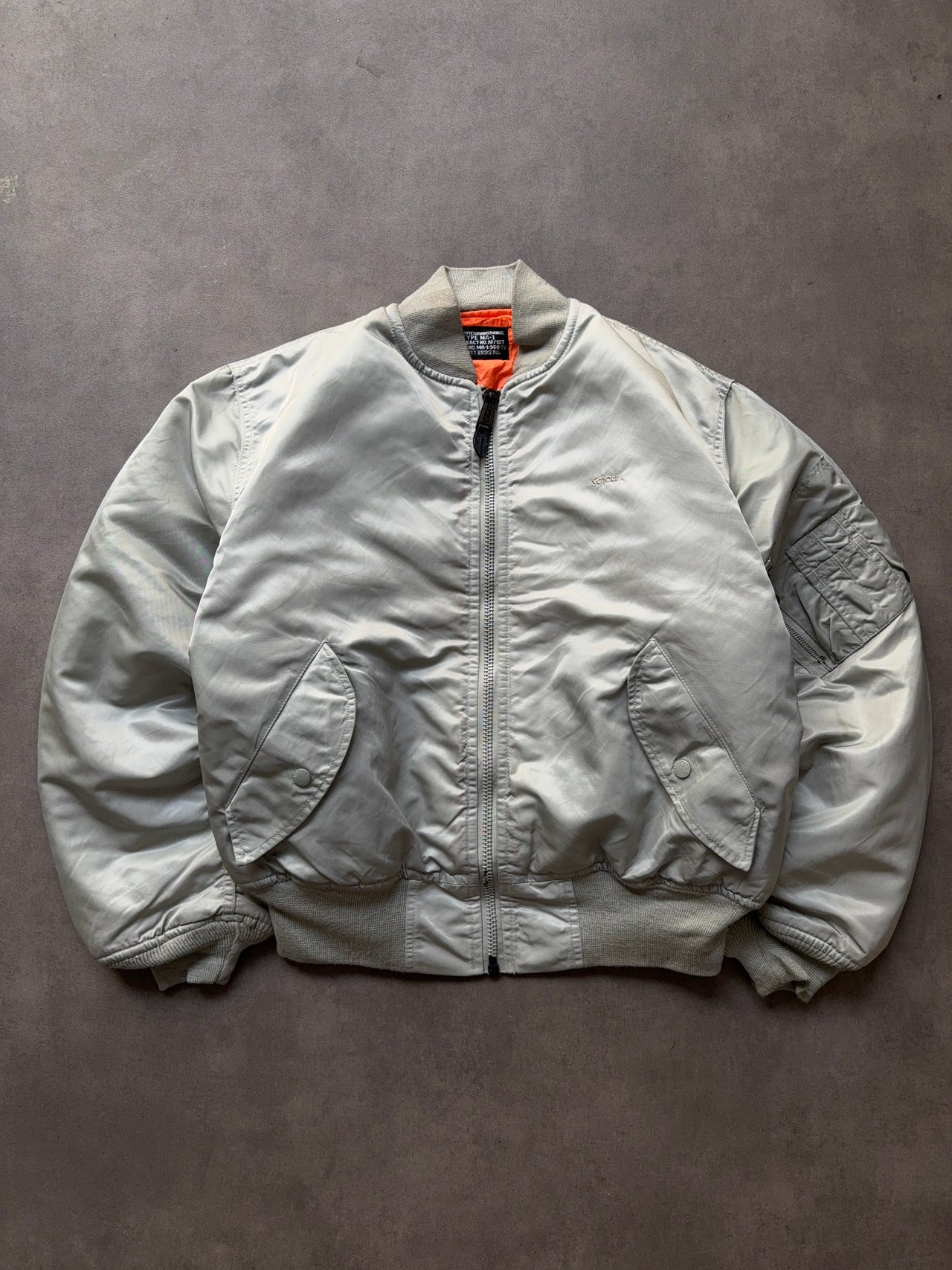 1990s Reversibile MA-1 Schott Grey Bomber (L)