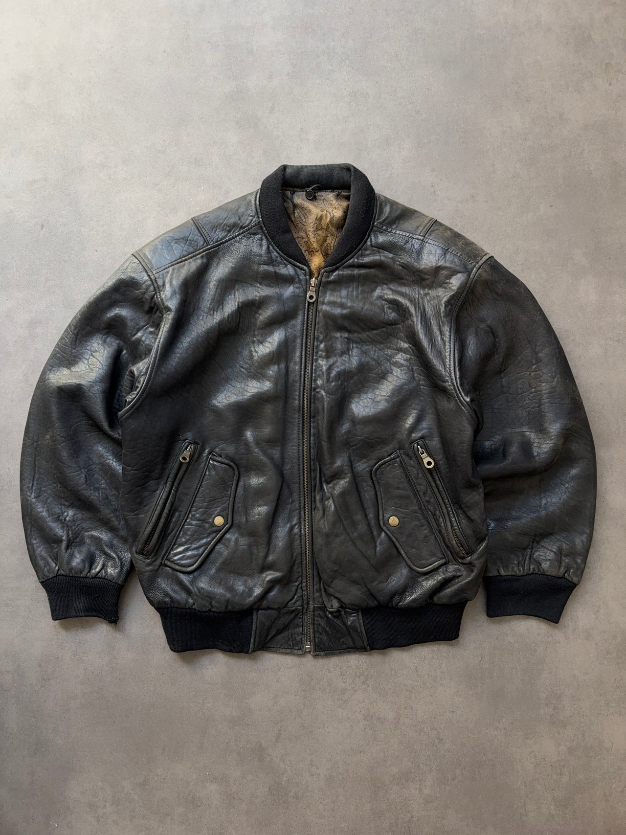 1980s German Leather Bomber Jacket (L)