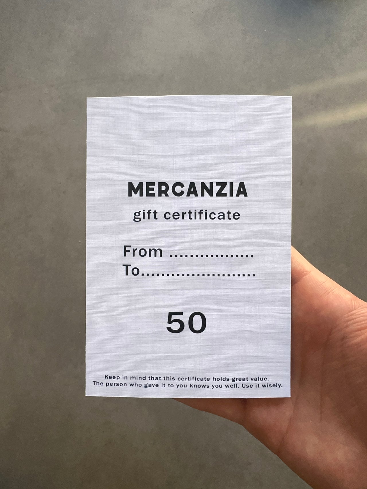 GIFT CERTIFICATE