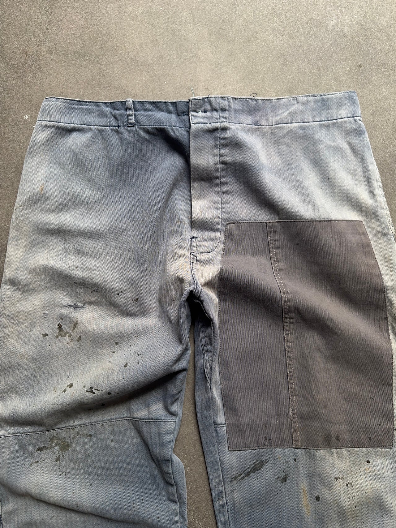 1970s French Faded patched work pants W34 L32