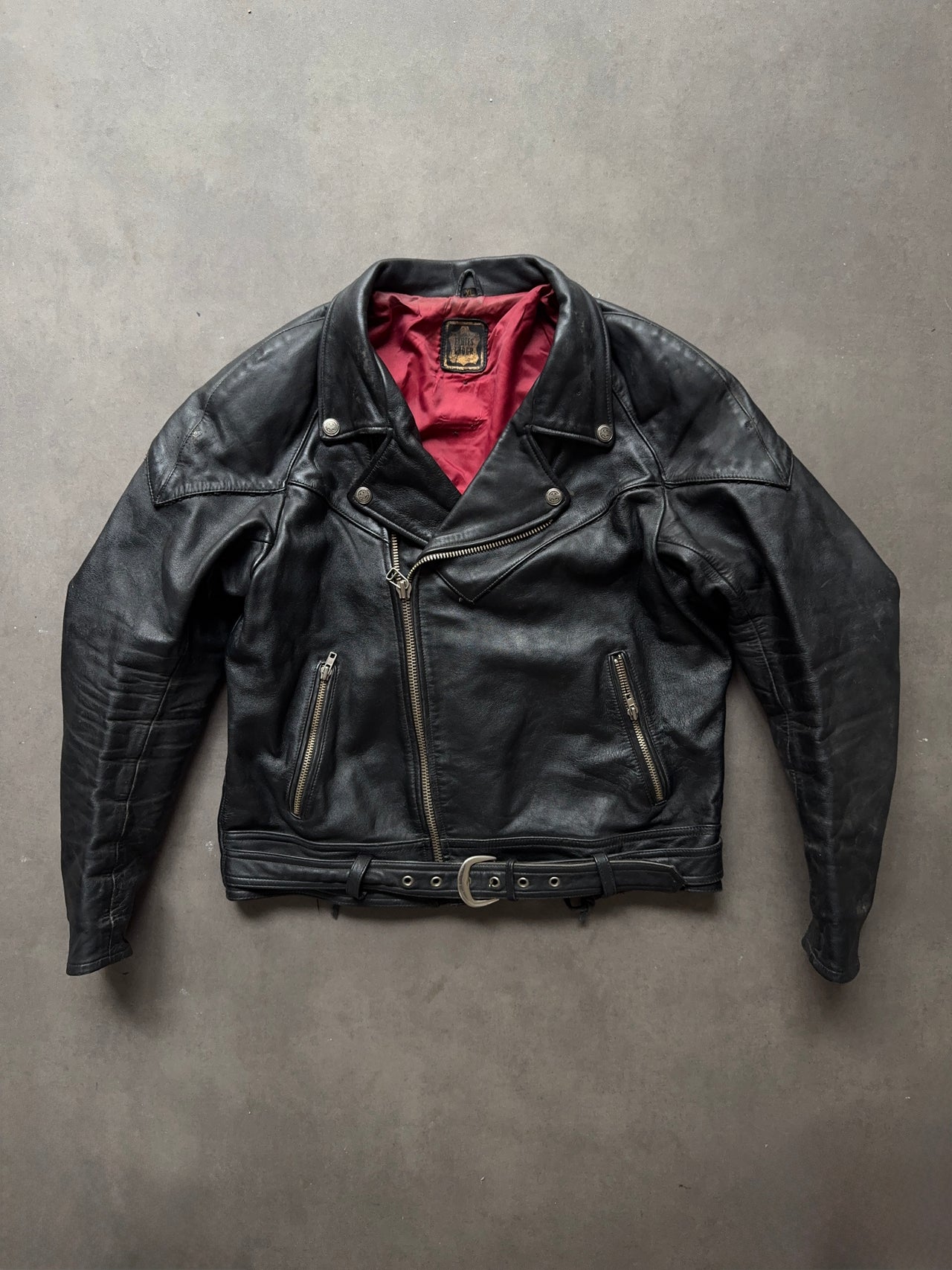 1980s Biker Leather Jacket (XL)