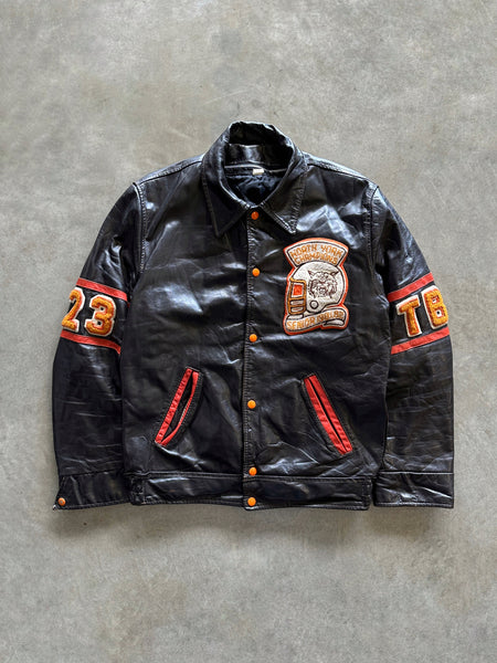 1980s leather varsity jacket (M)