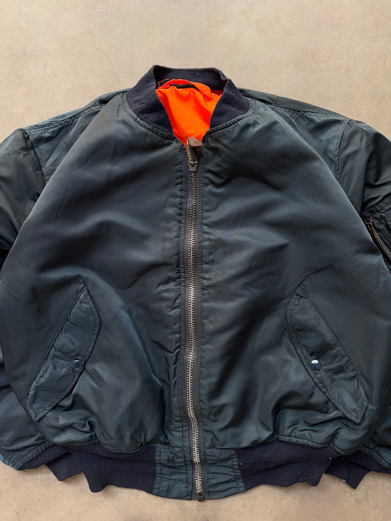 1990s Navy MA-1 reversible Bomber Jacket (L)