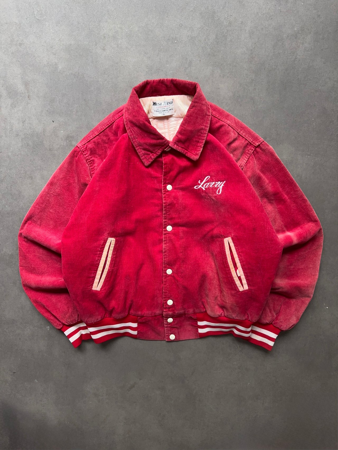 1980s Atlanta Falcons “North Catholic” corduroy faded bomber jacket (L/XL)