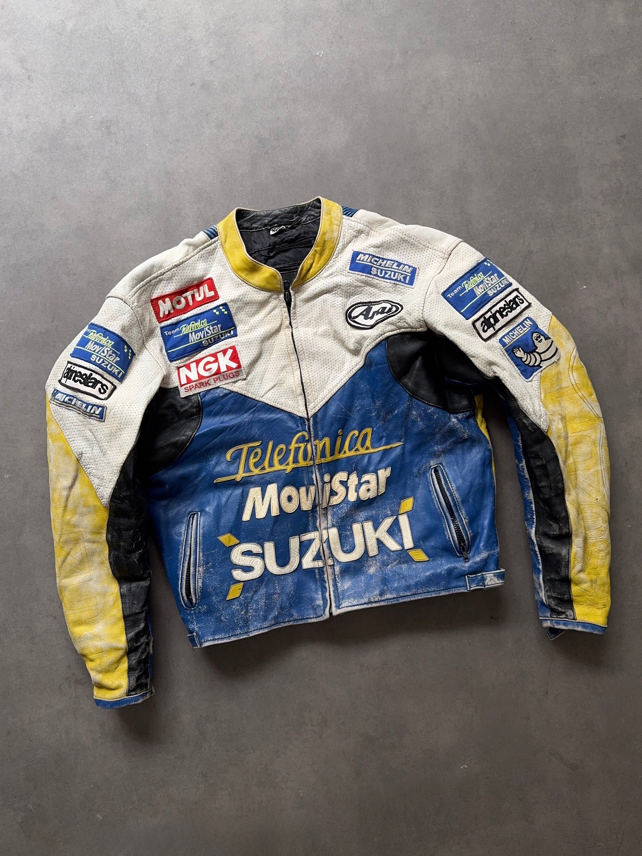 2000s Suzuki Distressed leather jacket (L)