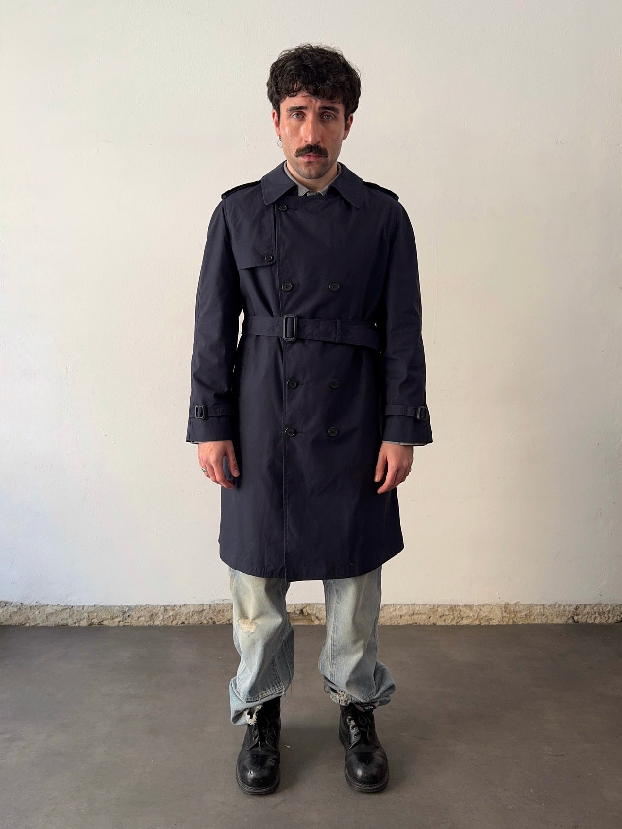 1980s/90s Us Army trench coat blue navy