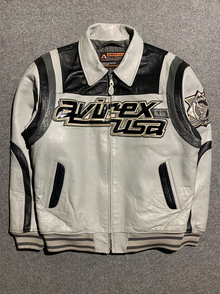 Avirex white leather sales jacket